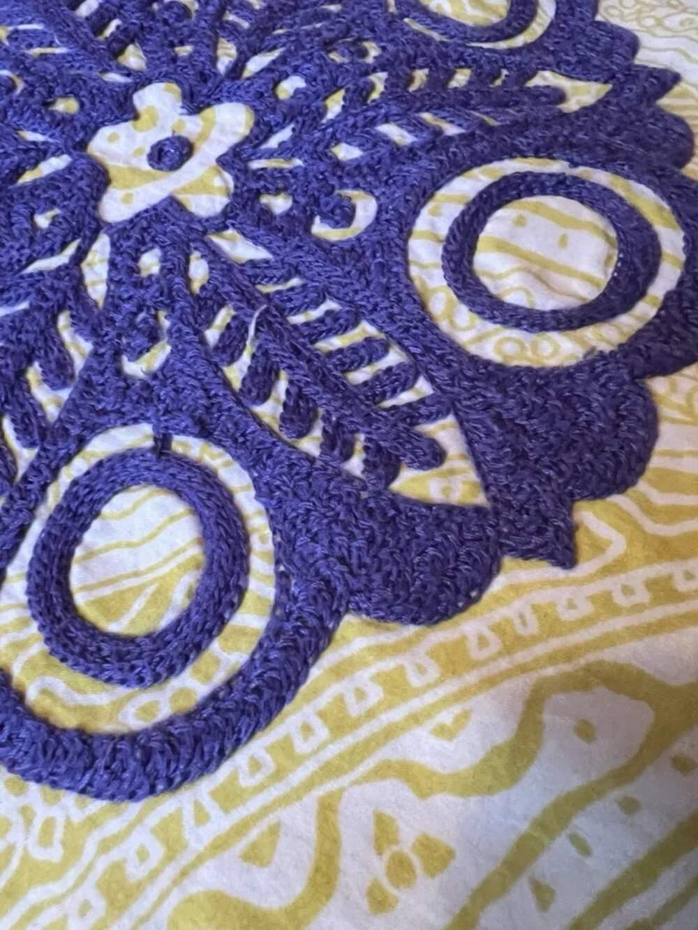 Boho EURO 2 Sham Set Cotton Floral Patchwork Embroidery Style & Co Blue Yellow